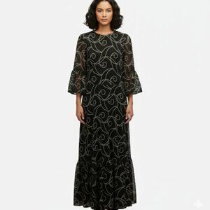 Women's Dress Black Eyelet Lace Custom Wedding Midi Party Dress Size 10